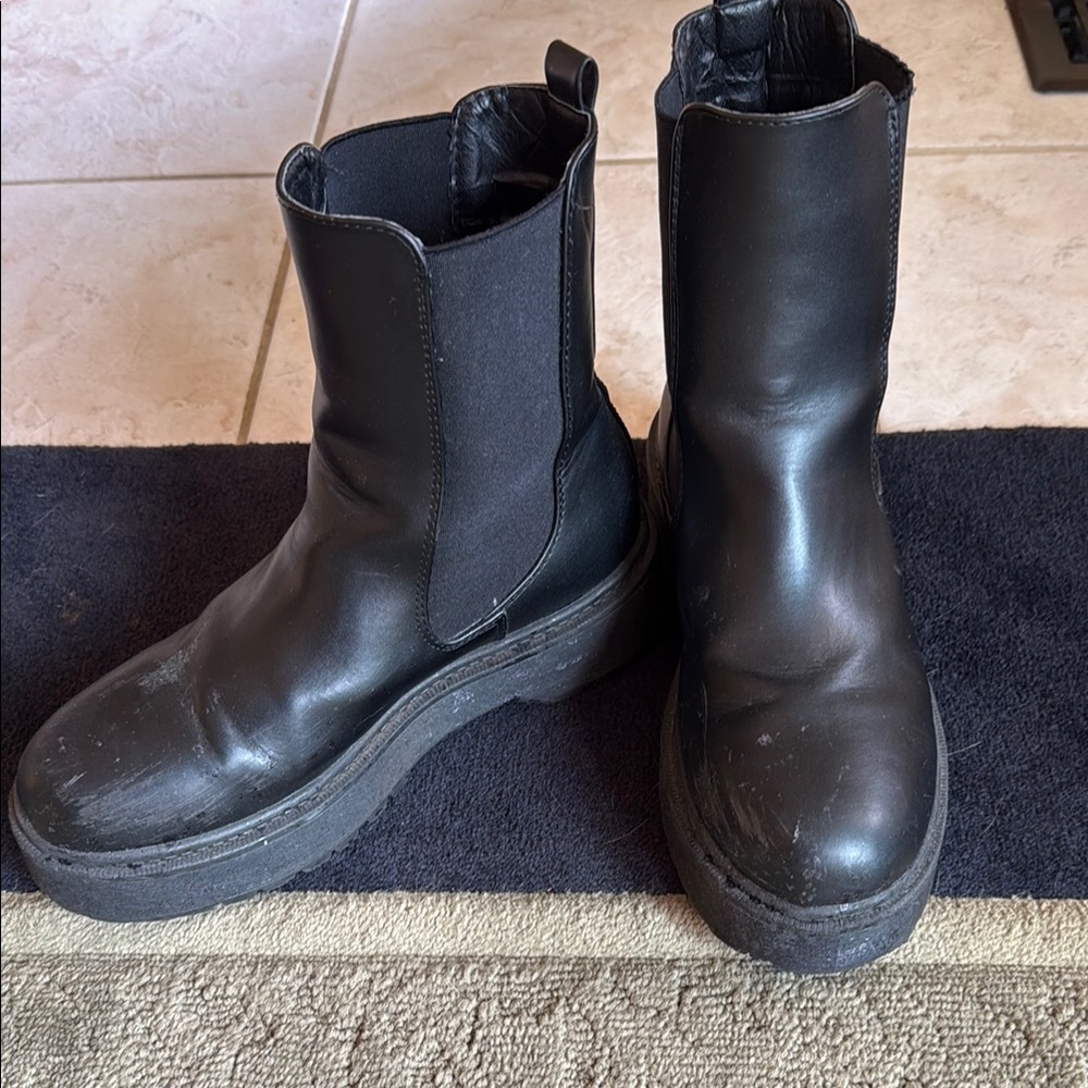 Black Leather Ankle Boots